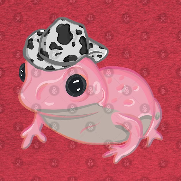 Pink Frog Wearing Cowboy Hat by RoserinArt